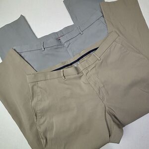 2 Tommy Hilfiger Pants Mens 40 Rayon Chino Straight Casual Stretch Golf‎ LOT EUC